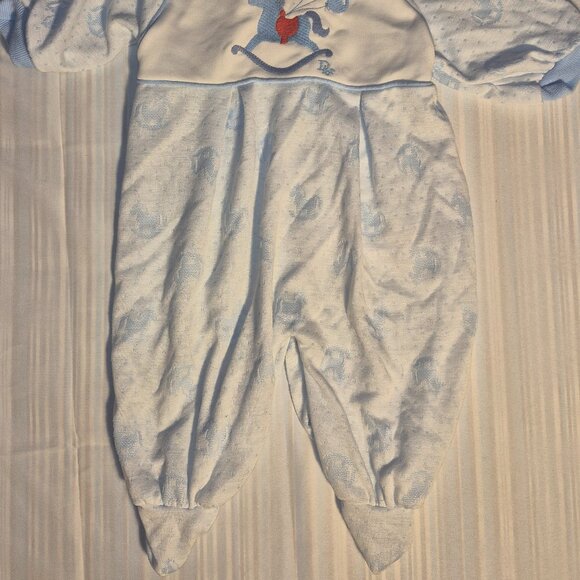 Vintage Baby Dior Footed Romper, Rocking horse and balloons, Med. 12-17 pounds - Picture 3 of 13